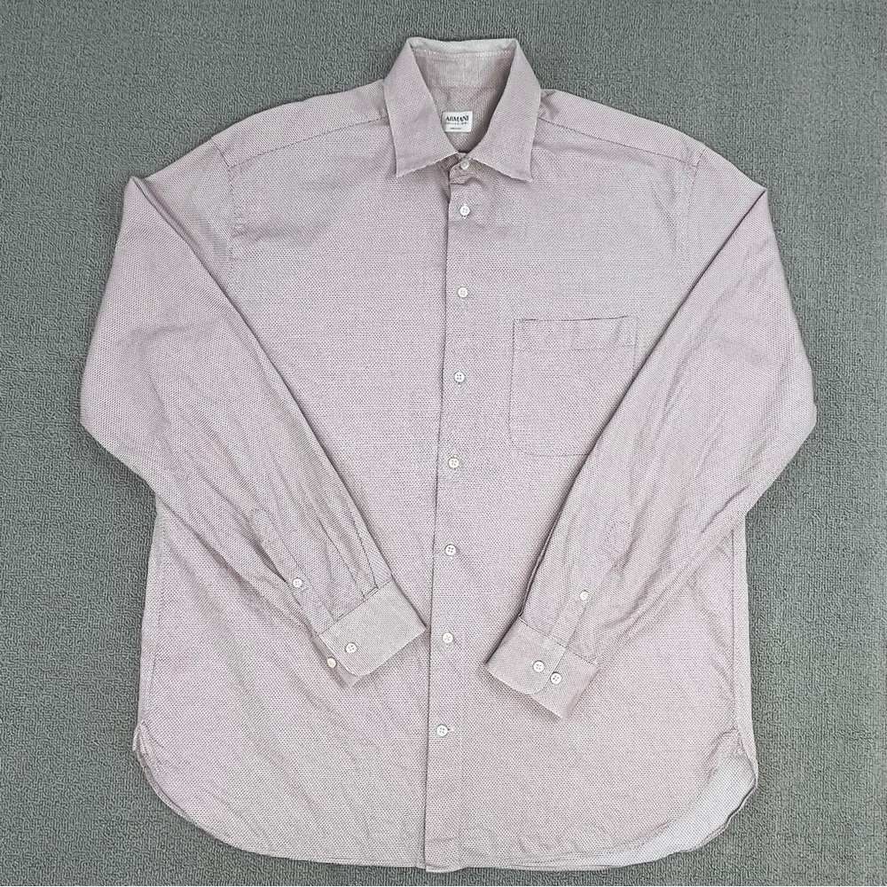 Armani Collezioni Shirt Large Pink Button Up Long Sleeve Italian Preppy Men